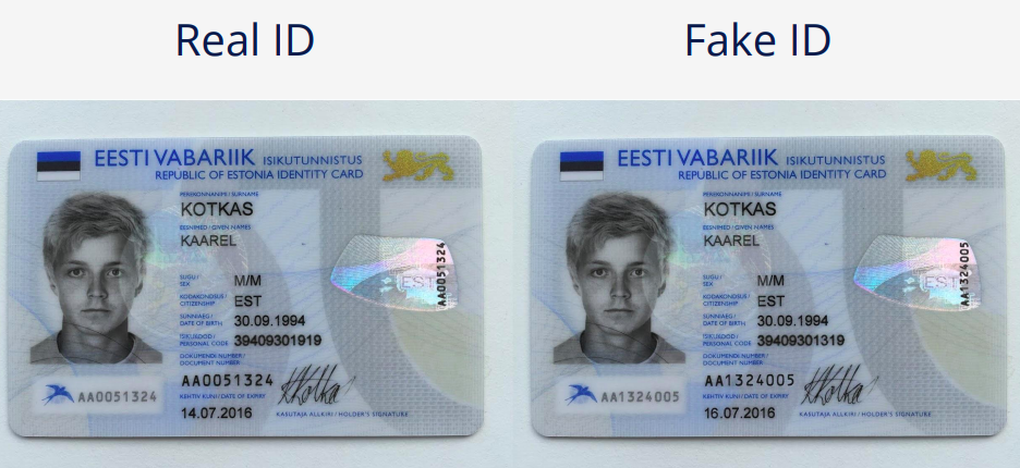 difference between fake id and real