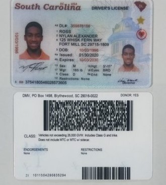 South Carolina Scannable Fake Id Front And Back